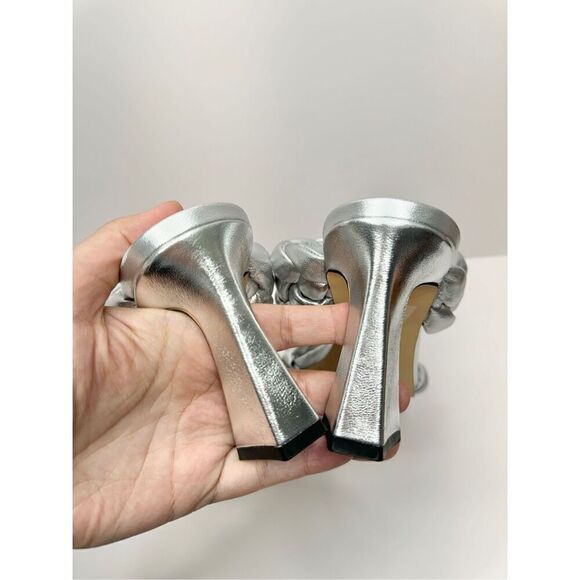 Marc Fisher Sandals Womens Size 7 Leather Braided Square Toe Slip On Heels - Picture 6 of 10